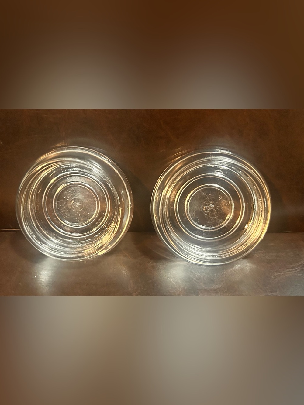 Anchor hocking 2 vintage clear glass furniture coasters salt cellars Restyle!!